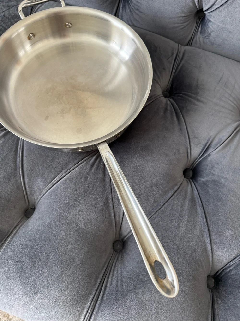 All-Clad Heavy-Duty Stainless Steel Sauté Pan with Helper Handle - Silver 3 Qt